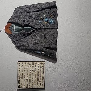 Classiques Entier Tweed w/Embrodered Flowers & Sparkly Beading Jacket Sz. S